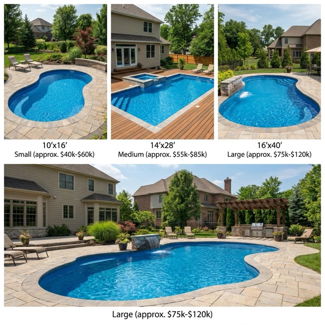 fiberglass pool cost Maine - installed price by pool size