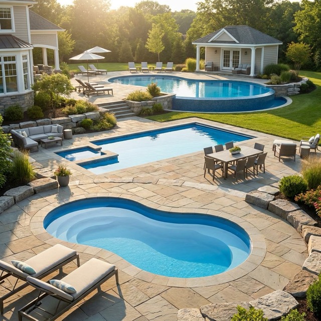 inground fiberglass pool price Maine - small, medium, large comparison