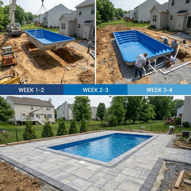 fiberglass pool install timeline Maine - 2 to 4 weeks
