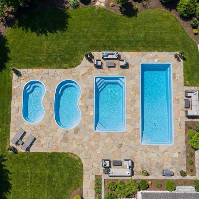 fiberglass pool shapes and sizes Maine - size comparison chart